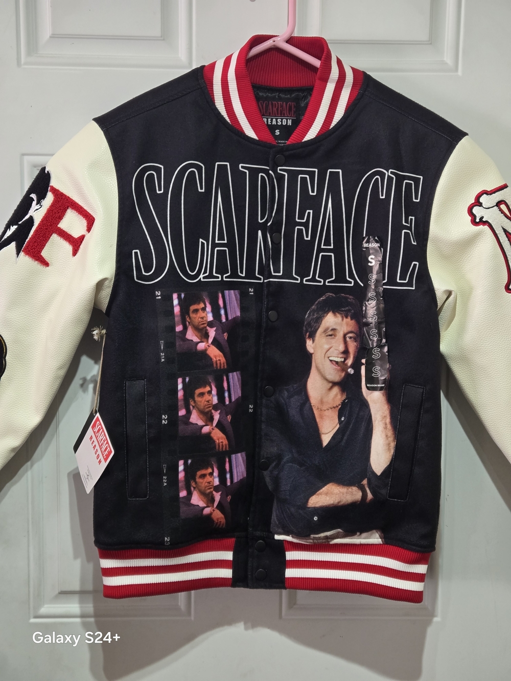 Scarface Reason Black / White / Red Varsity Jacket - Classic Graphic Bomber New